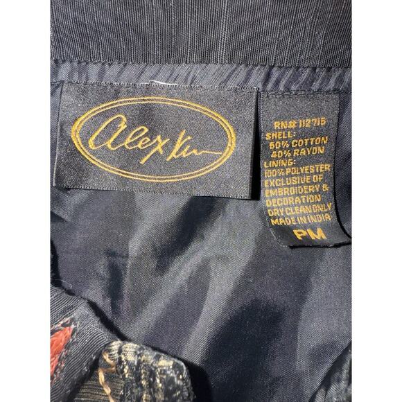 Alex Kim PM Black Embroidered Boho Button Jacket Art to Wear India Cotton Rayon - Picture 7 of 7